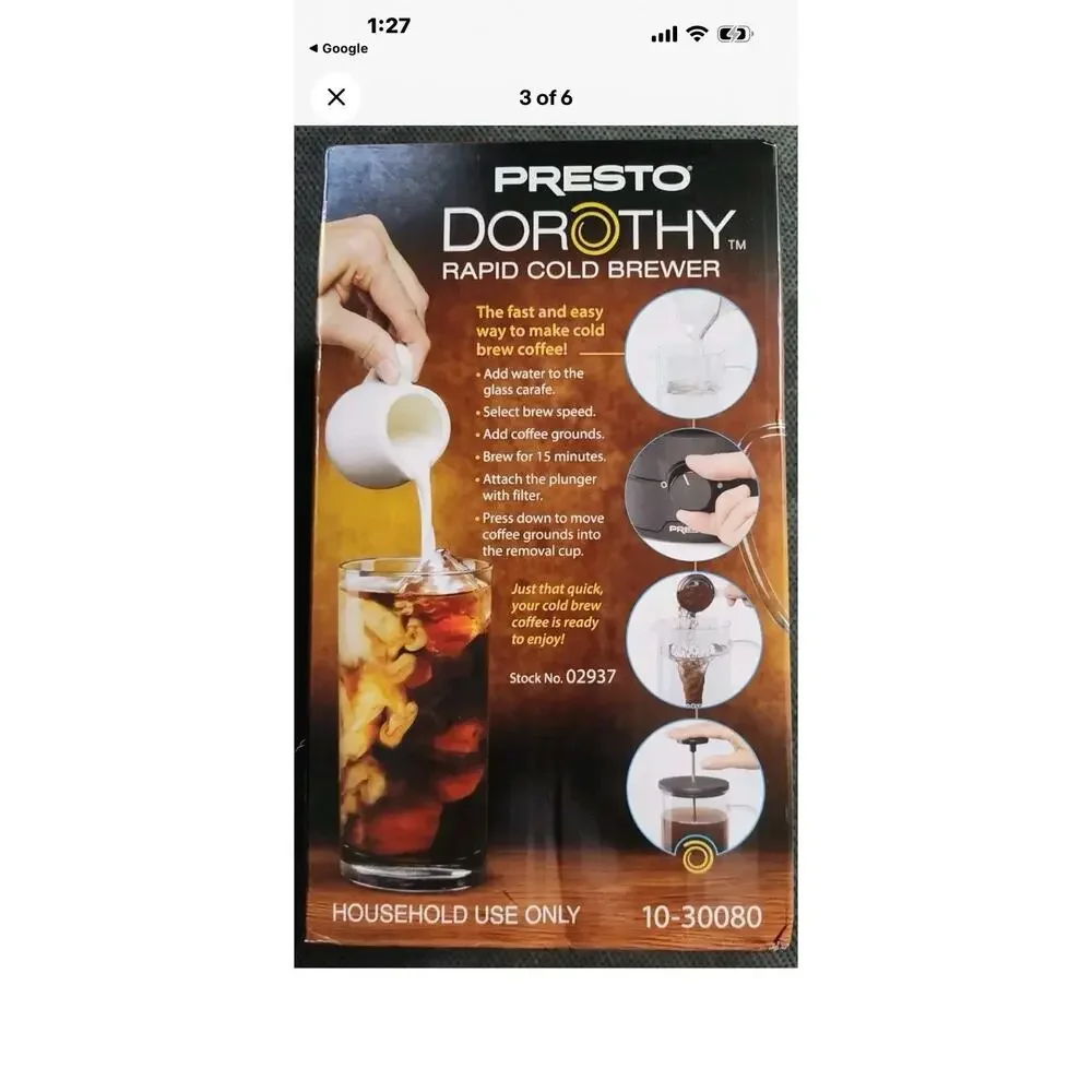 Presto 02937 Dorothy™ Electric Rapid Cold Brewer - Cold Brew at Home in 15 mins